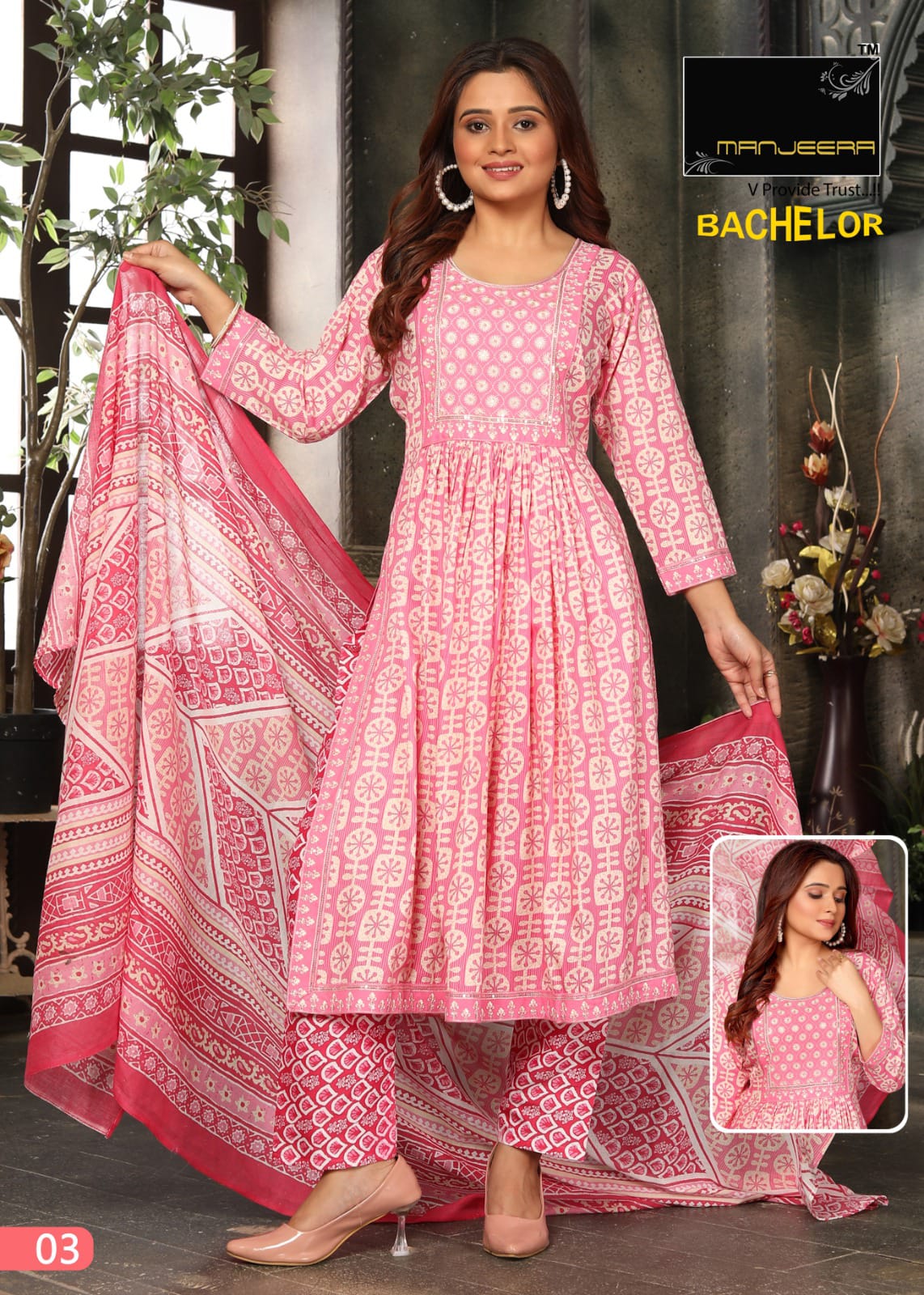 Manjeera Bachelor Printed Readymade Suits Catalog
